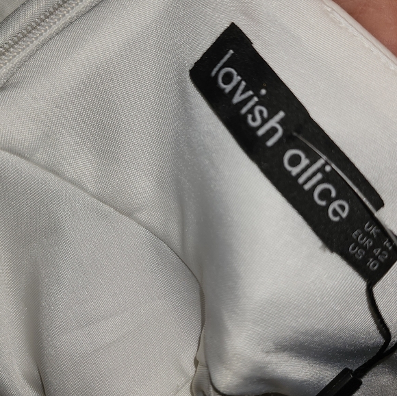 LAVISH ALICE White Halter Polyester Knee Length Dress Size 10 - Picture 9 of 9